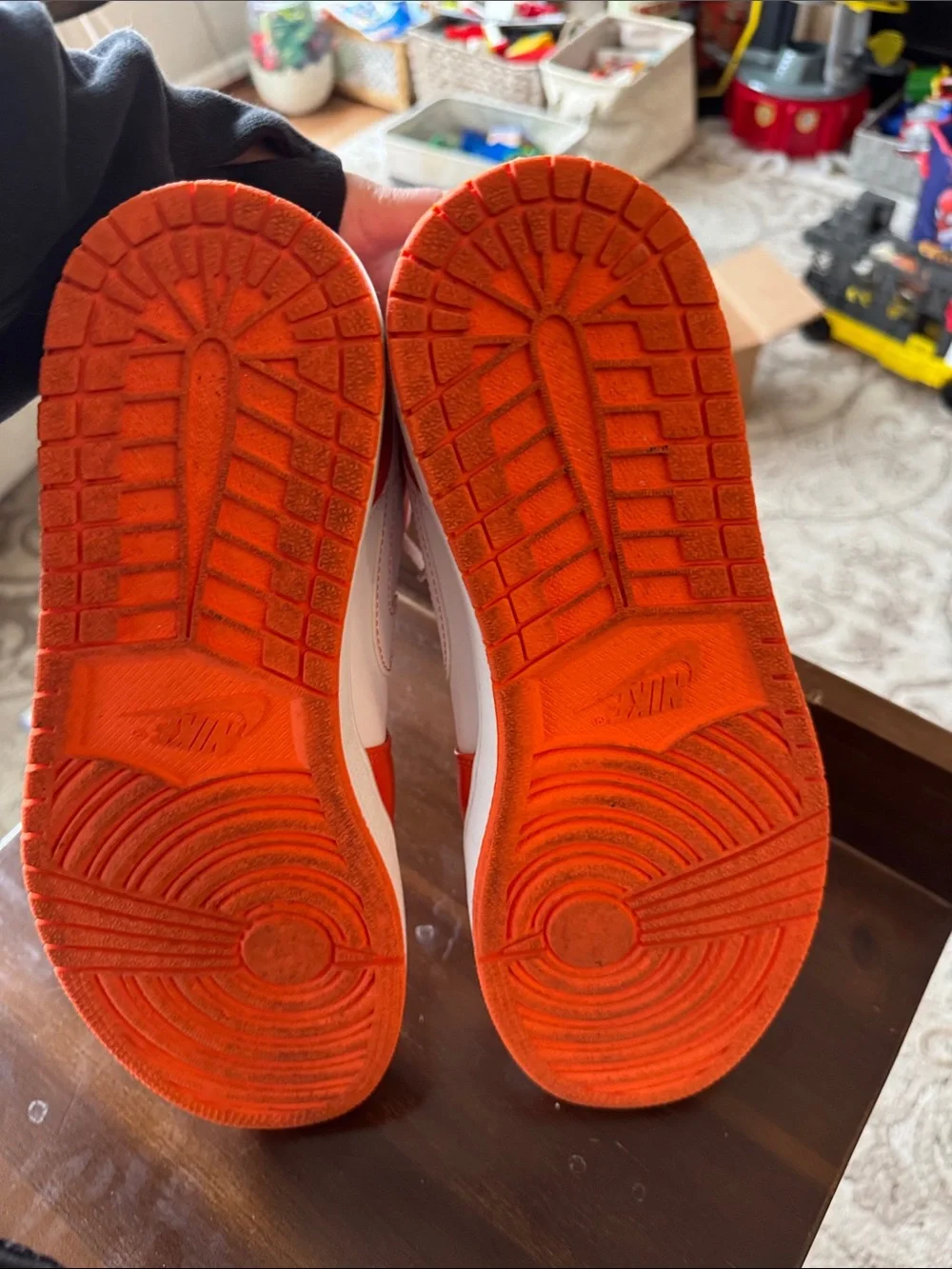 Air Jordan 1 Mid-Style Metallic Orange Sneakers